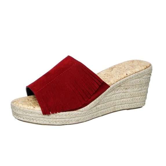 HNMKIU Platform Sandals Summer Platform Slides Open Toe Comfortable Thick Sole Style for Women Causal Everyday Classic Fit Summer Shoes Red,6.5