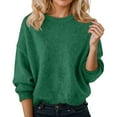 thumbnail image 1 of HNMKIU Plus Size Loose Fit Solid Color Round Neck Long Sleeve Pullover Sweater Warm Womens Cardigan Sweaters for Winter Cozy Green,M, 1 of 4