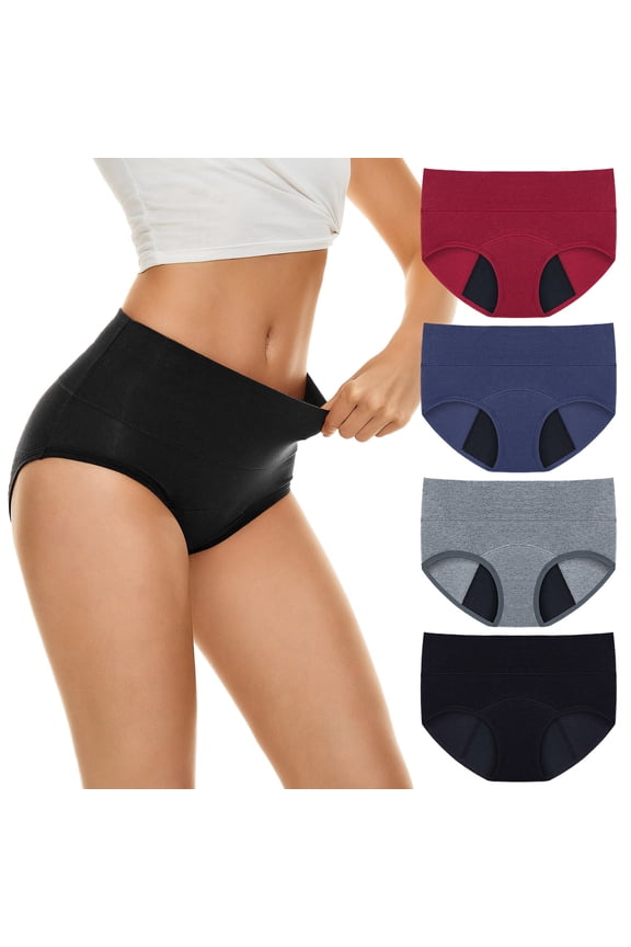 Plus Size Panties High Waist Leakproof for Postpartum and Menstrual Comfortable Underwear for Women Dark Gray,L