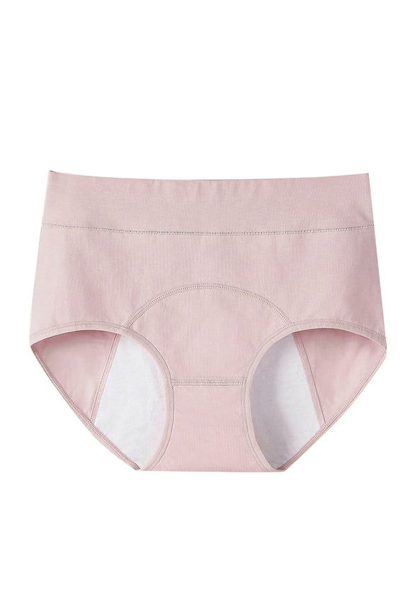 Plus Size Panties for Women High Waist Leak Proof Menstrual Briefs 4 Layer Fast Absorption Underwear Seamless Underwear for Women 01_Pink,L