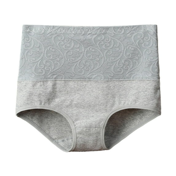HNMKIU Plus Size Panties for Women High Waisted Solid Color Comfortable Briefs Women Underwear Dark Gray,L
