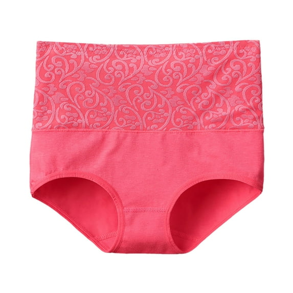 HNMKIU Plus Size Panties for Women High Waisted Solid Color Comfortable Briefs Women Underwear Watermelon Red,XXXXL
