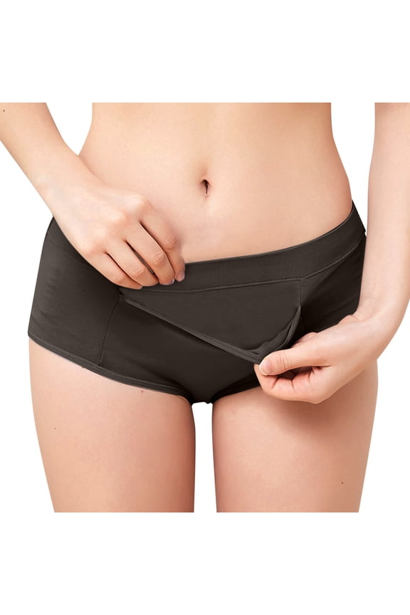 Plus Size Panties for Women Mid Waist Menstrual Leakproof Briefs Comfortable and Breathable Seamless Underwear for Women Black,XXL