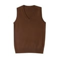 thumbnail image 1 of HNMKIU Preppy Style School Sweater Vest for Women Knitted Sleeveless Top Ideal for Casual and Academic Wear 01_Brown,L, 1 of 2