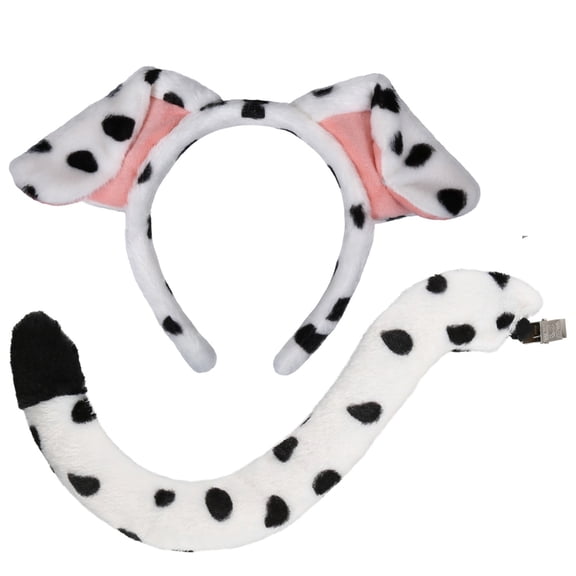 HNMKIU Puppy Ears Headband And Tail Set Cute Animal Accessories For Women Dress Up Party White,One Size