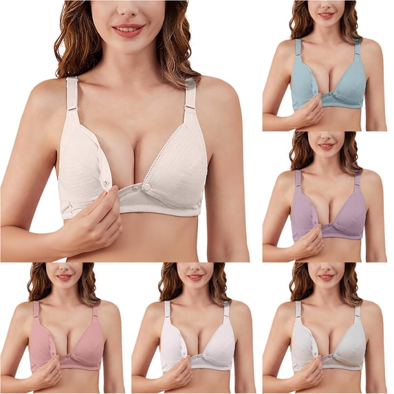 HNMKIU Pure Maternity Nursing Bra For Pregnancy Postpartum Comfort Extra Large Supportive Breastfeeding Summer Wear Beige - 38
