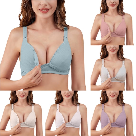 HNMKIU Pure Maternity Nursing Bra For Pregnancy Postpartum Comfort Extra Large Supportive Breastfeeding Summer Wear Green - 34