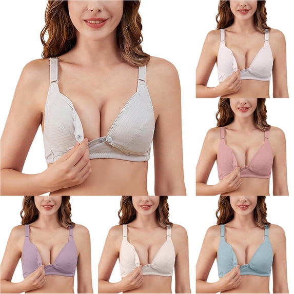 HNMKIU Pure Maternity Nursing Bra For Pregnancy Postpartum Comfort Extra Large Supportive Breastfeeding Summer Wear Light Gray - 40