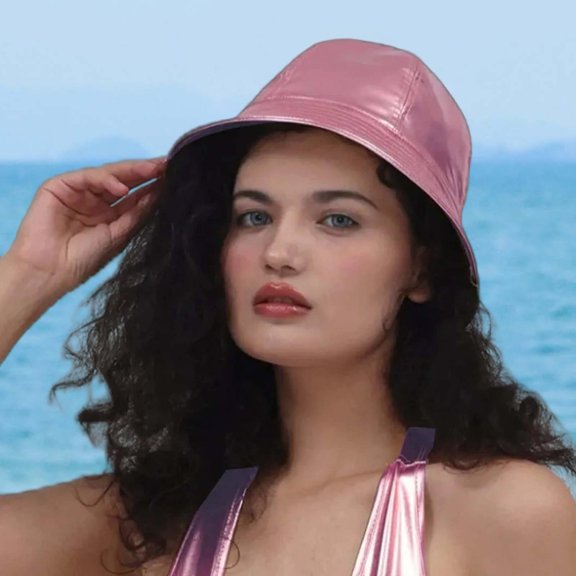 HNMKIU Reversible Metallic Fisherman Sun Hat for Outdoor Travel and Street Style Fashion Pink,One Size