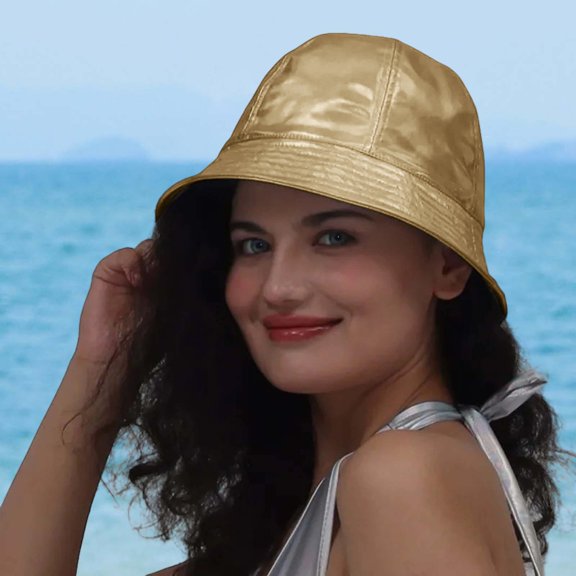 HNMKIU Reversible Metallic Fisherman Sun Hat for Outdoor Travel and Street Style Fashion Rose Gold,One Size