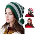 thumbnail image 1 of HNMKIU Santa Knitted Woolen Hat With Red Green For Men Women Autumn Winter Warm Comfortable Long Tail Hairball Green - One Size, 1 of 3
