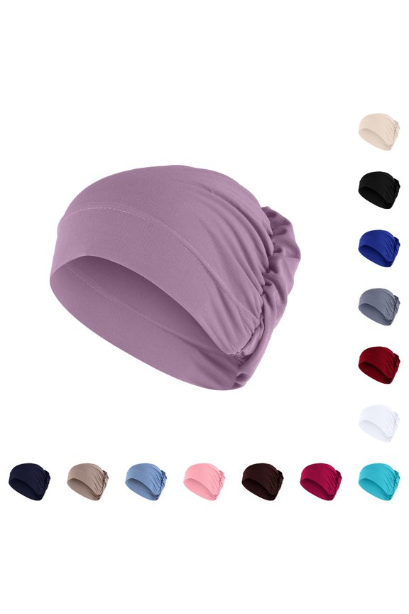 Scarf ,Hat,& Gloves Women Solid Beading Hat Ruffle Cancer Chemo Wrap Cap Scarf Set H,M