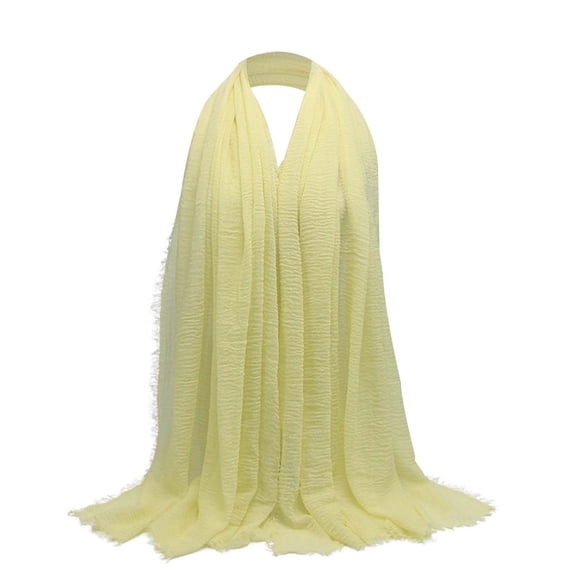 HNMKIU Scarf - Ladies' Pleated Linen Scarf for Airy Comfort and Sun Versatile Shawl for Everyday Wear Yellow,One Size