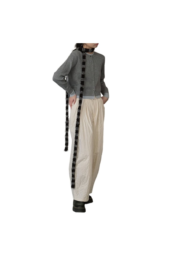 Scarf Versatile Striped Knit Accessory for Autumn and Winter with Hat for Casual Wear Black,One Size