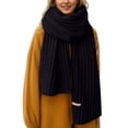 thumbnail image 1 of HNMKIU Scarf Warmer Knit Solid Color Winter Fashion Thick And Cozy Everyday Accessory for Daily Wear Black,One Size, 1 of 6