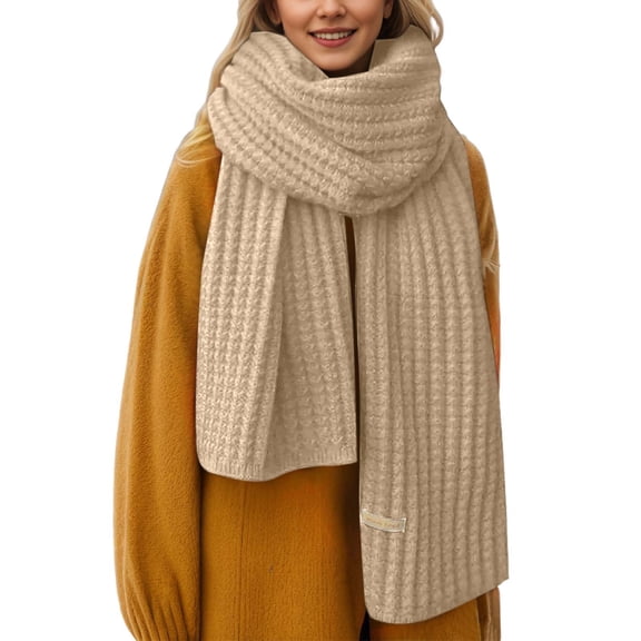 HNMKIU Scarf Warmer Knit Solid Color Winter Fashion Thick And Cozy Everyday Accessory for Daily Wear White,One Size