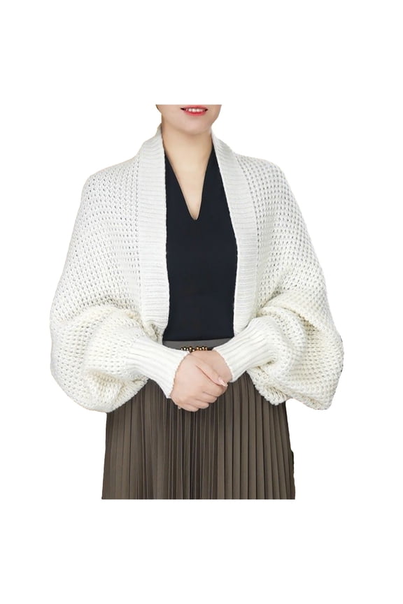 Scarf Women Fashion Knitted Shawl Cardigan-Style Wrap with Loose Long Sleeve Temperament Functional Accessory for Versatile Styling White,One Size