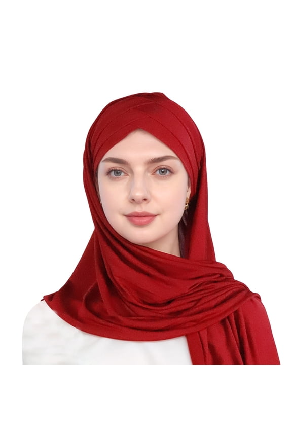 Scarf | Women Hat Ruffle Cancer Chemo Turban Wrap Cap Scarf Shawl Red,One Size