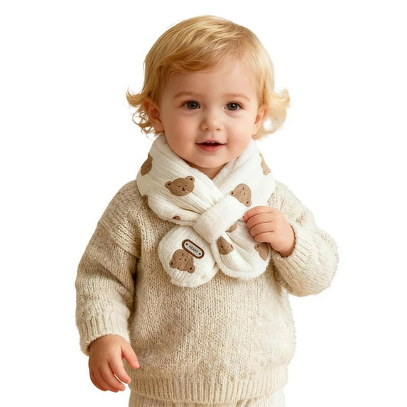 HNMKIU Scarf for Kids Soft Winter Scarf for Boys and Girls Cozy Neck Warmer with Adorable Animal Designs for Cold Weather Z02_White，One Size