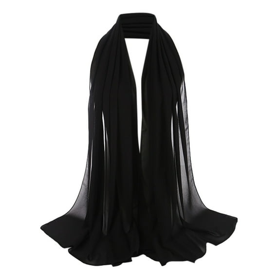 HNMKIU Scarves Women Scarfs Solid Color Head Scarf Pearl Hijab Lightweight Fashion Hair Scarf Black,One Size