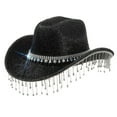 thumbnail image 1 of HNMKIU Shiny Cowboy Hat for Men and Women with 3D Round Gemstones Rhinestone Fringes Western Style Fashion Sun Hat for Outdoor Events Womens Cowboy Hats 02_Black,One Size, 1 of 6