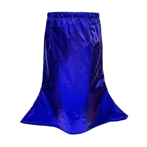 HNMKIU Shiny Metallic Pleated Dance Skirt For Girls And Adults Ballet Performance Party Blue,3-4 Years