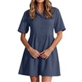 thumbnail image 1 of HNMKIU Shirt Collar Flared Hem A Line Dresses for Women Button Down Casual Loose Fit Summer Dress for Women Grey,M, 1 of 4