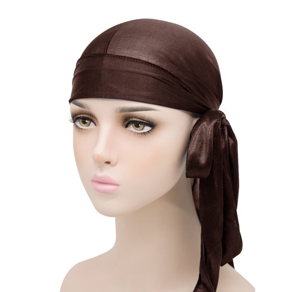 HNMKIU Silk Durag Headwear for Men and Women Ideal for Creating Braids and Protective Locs Coffee,one size