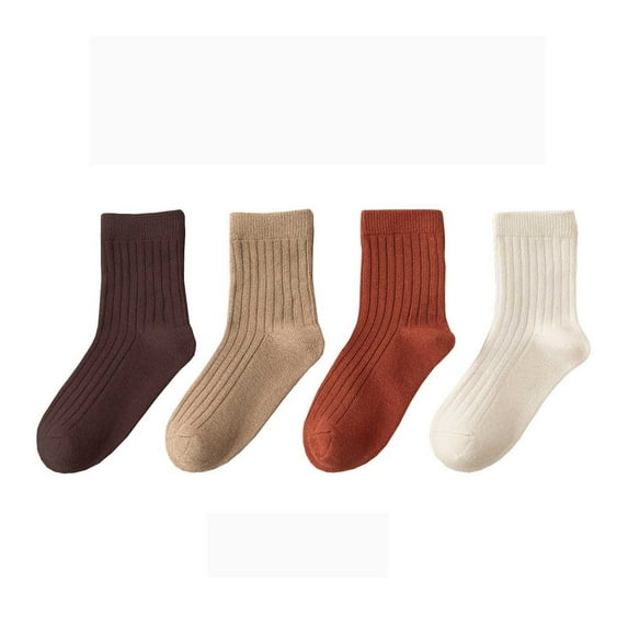 HNMKIU Soft Kids Crew Socks for Girls Everyday Comfortable School Ankle with Grip for Athletic Play Assorted Solid Colors Multipack for Toddler and Children Brown,12-15 Years