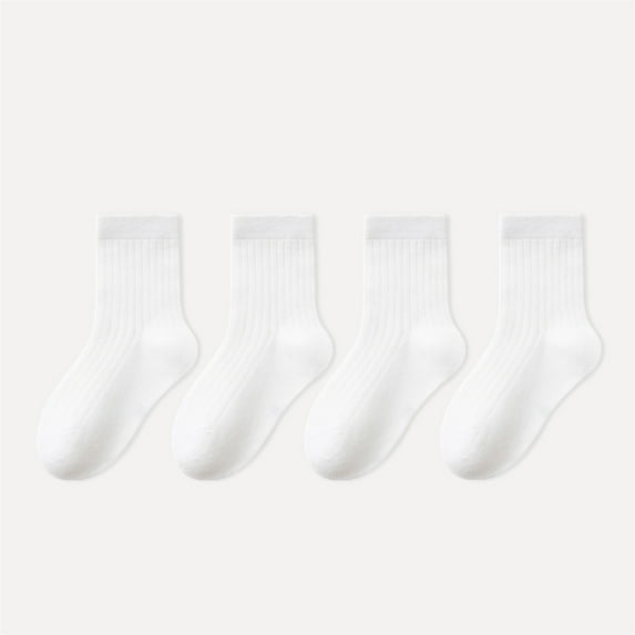 HNMKIU Soft Kids Crew Socks for Girls Everyday Comfortable School Ankle with Grip for Athletic Play Assorted Solid Colors Multipack for Toddler and Children White,5-8 Years