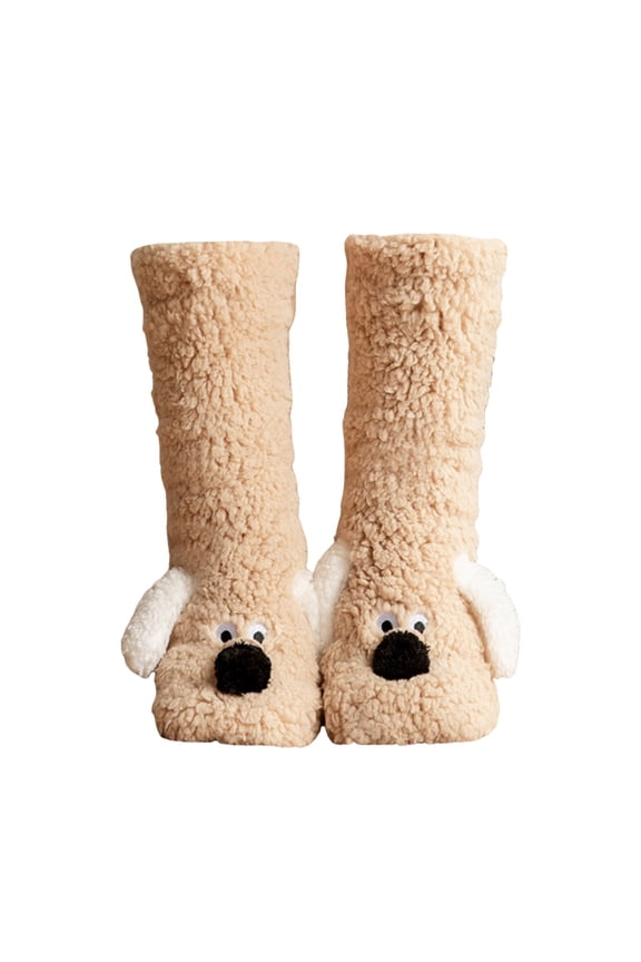 Soft Microfiber Winter Slipper Socks Cozy Home Wear For Indoor Comfort And Warm Sleeping Khaki,One Size