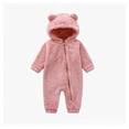 thumbnail image 1 of HNMKIU Soft Warm Hooded Full-Zip Long Sleeve Romper and Kids Jumpsuit for Toddler Girls Winter Outfit Cozy Loungewear Z02_Pink,80, 1 of 2