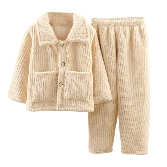 HNMKIU Soft Winter Flannel Pajama Set Long Sleeve Cozy Loungewear Sleepwear Homewear Outfit with Girls Pajamas for Boys Girls Toddler Kids 01_White,4-5 Years