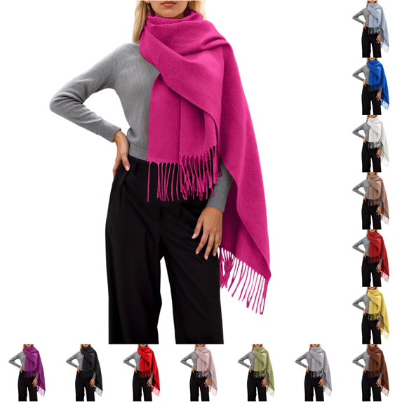 HNMKIU Soft Winter Scarf Cozy Thick Wrap Shawl Elegant Neck Warmer For Casual Solid Season Versatile ,RD2