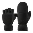 thumbnail image 1 of HNMKIU Solid Color Convertible Flip Top Mittens Winter Windproof Polar Fingerless Gloves With Flip Over Cover For Adults Cold Weather Outdoor Activities Black,XL, 1 of 3