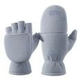 thumbnail image 1 of HNMKIU Solid Color Convertible Flip Top Mittens Winter Windproof Polar Fingerless Gloves With Flip Over Cover For Adults Cold Weather Outdoor Activities Grey,XL, 1 of 4