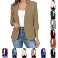 thumbnail image 1 of HNMKIU Solid Long Sleeve Button Knit Cardigan Jacket Casual Formal Womens Open Front Cover Up Khaki - XXL, 1 of 8