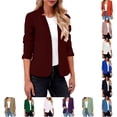 thumbnail image 1 of HNMKIU Solid Long Sleeve Button Knit Cardigan Jacket Casual Formal Womens Open Front Cover Up RD2 - XXL, 1 of 8