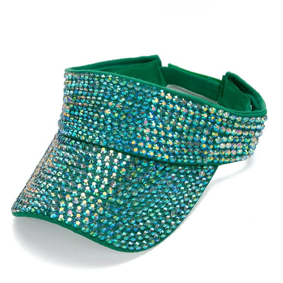 HNMKIU Sparkling Rhinestone Adjustable Sport Baseball Hat for Men and Women Summer Sun Visor Cap Green,One Size