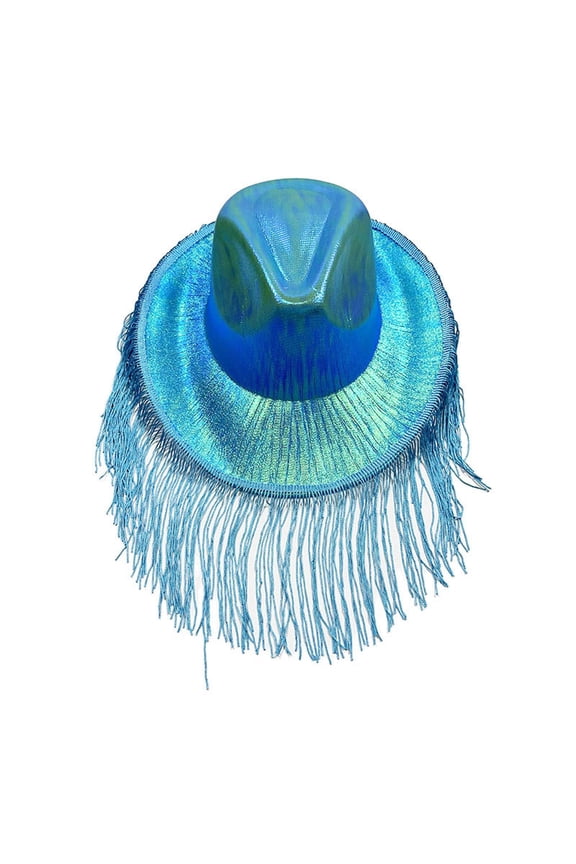 Sparkly Glitter Pearl Shine Cowboy Hat for Western Party Prom Celebrations and Festive Headwear Blue,One Size