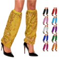 thumbnail image 1 of HNMKIU Sparkly Leg Warmers Glitter Dance Ankle Socks Stage Performance Footless Tights Fashion Knitted Boot Toppers Casual Wear Gold - One Size, 1 of 4