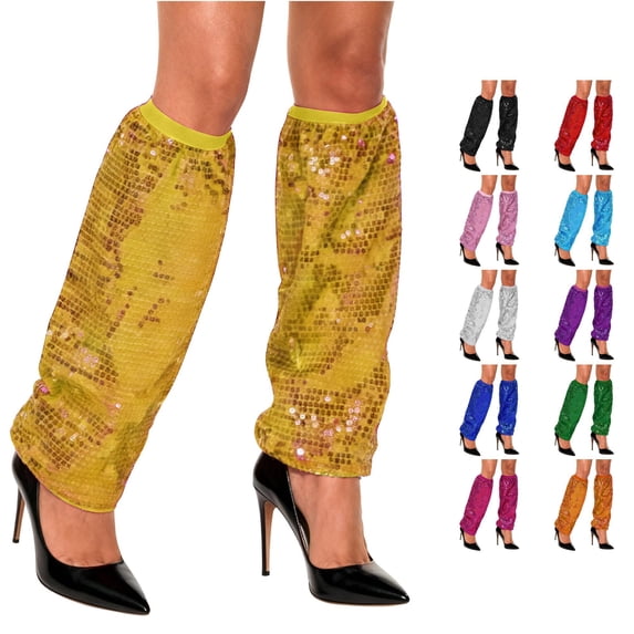 HNMKIU Sparkly Leg Warmers Glitter Dance Ankle Socks Stage Performance Footless Tights Fashion Knitted Boot Toppers Casual Wear Gold - One Size