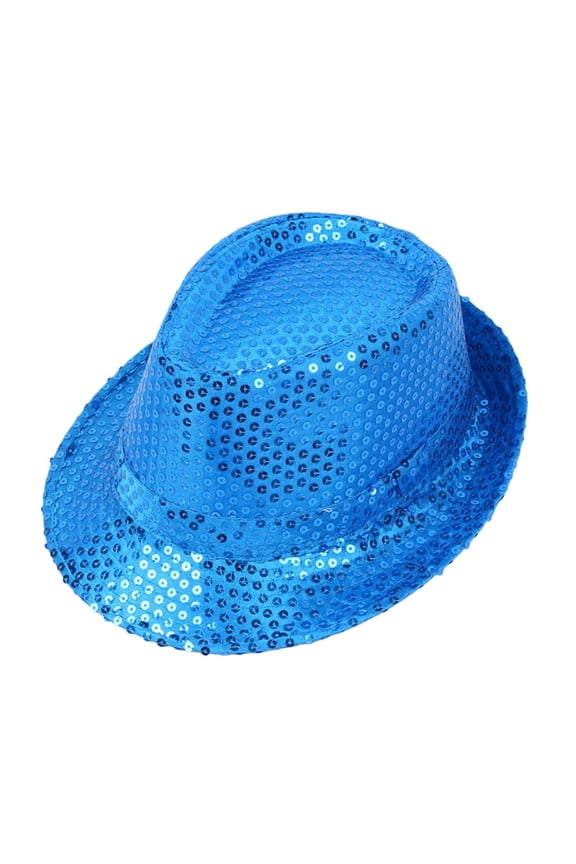 Sparkly Sequin Top Hat For Kids Performance Dance Party Stage Show Blue,One Size