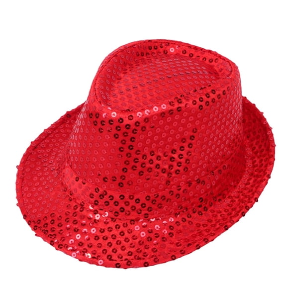 HNMKIU Sparkly Sequin Top Hat For Kids Performance Dance Party Stage Show Red,One Size