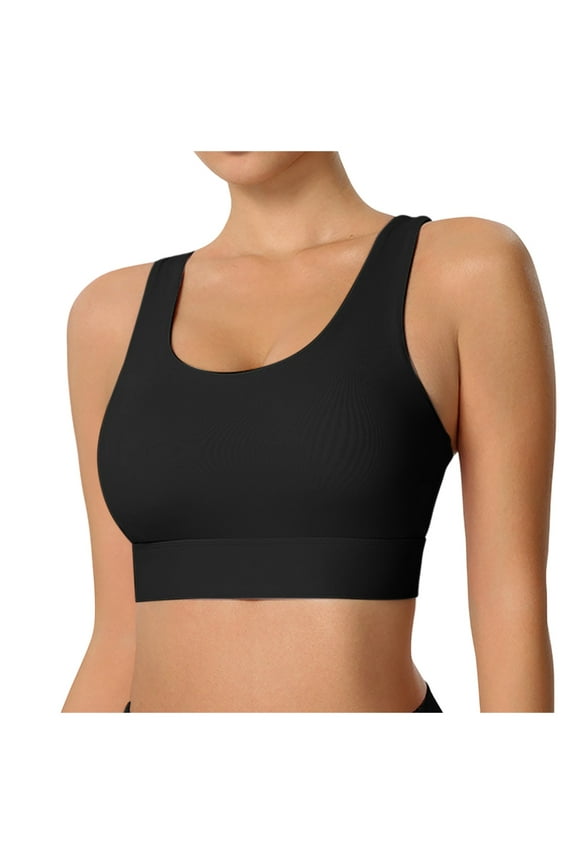 Sports Bras for Women Large Bust Sensation Built in Cup Breathable Back Support Bra for Running and Fitness Wireless Bras for Women Black,L