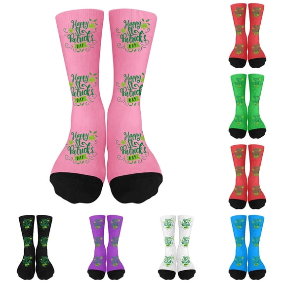 HNMKIU St Day Kids Socks Printed Novelty Crew Socks For Boys And Girls Holiday Party Daily Casual Sport Pink,7-12
