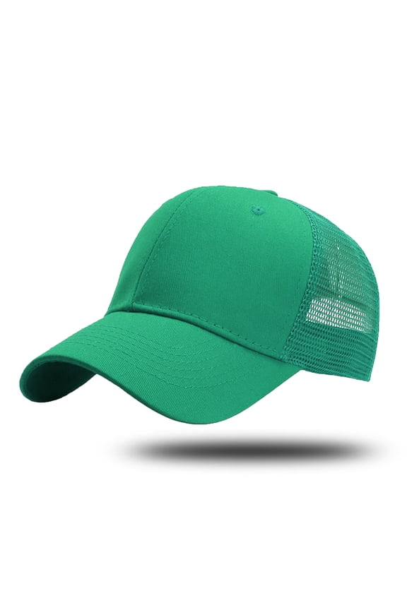 Structured Six Panel Trucker Baseball Cap Adjustable Snapback Hat Design Green,One Size