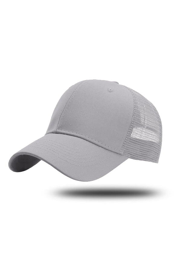 Structured Six Panel Trucker Baseball Cap Adjustable Snapback Hat Design Grey,One Size