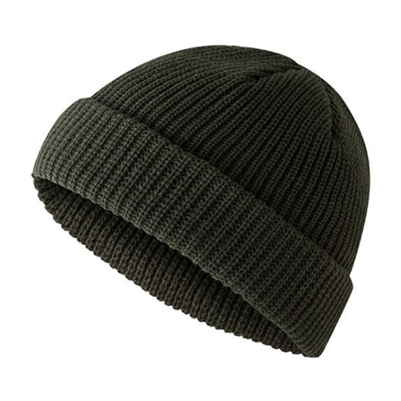 HNMKIU Stylish Adult Knitted Sun Hat for Women and Men Fashionable Solid Color Warm Pullover Cap Green,L