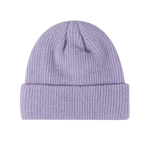 HNMKIU Stylish Adult Knitted Sun Hat for Women and Men Fashionable Solid Color Warm Pullover Cap Light Purple,L